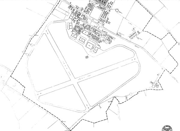 RAF airfield, 2 runway layout, 1942